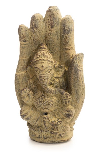 Räucherstäbchenhalter Hand mit Ganesha, Sandstein